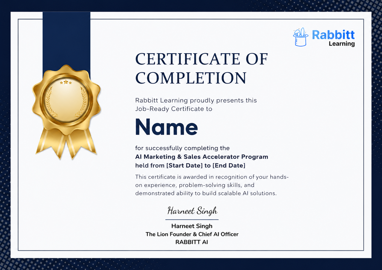 OnSkill Certificate of Completion